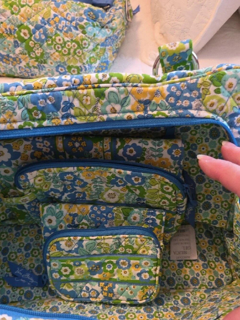 Vera Bradley Blue Green Yellow Quilted Floral Laptop Bag